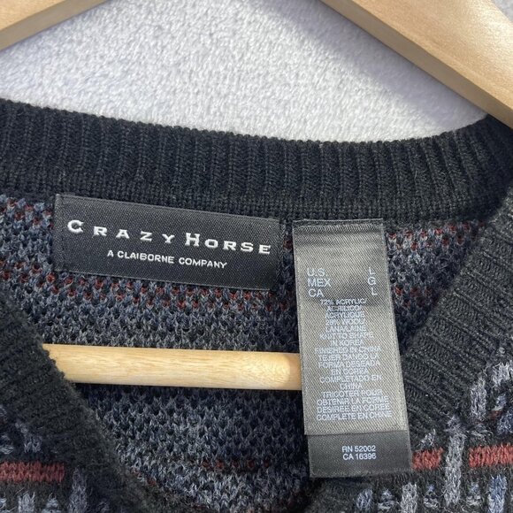 Lot of 2 Retro Crewneck Sweaters Mens Large Baggy Relaxed Red Black Knit Vintage - Picture 7 of 16